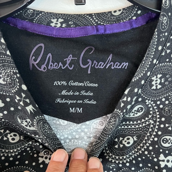 Skull & Paisley Classic Fit Short Sleeve Shirt Robert Graham WEON shirt - Picture 12 of 13